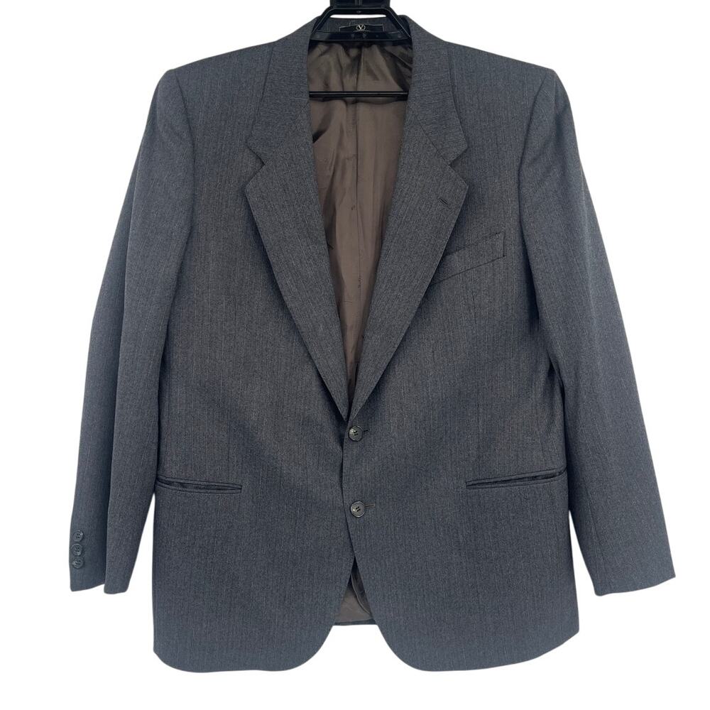 Valentino Uomo Virgin Wool Pin Stripe Mens Blazer Sz 46R Italy Preppy 90s Vtg